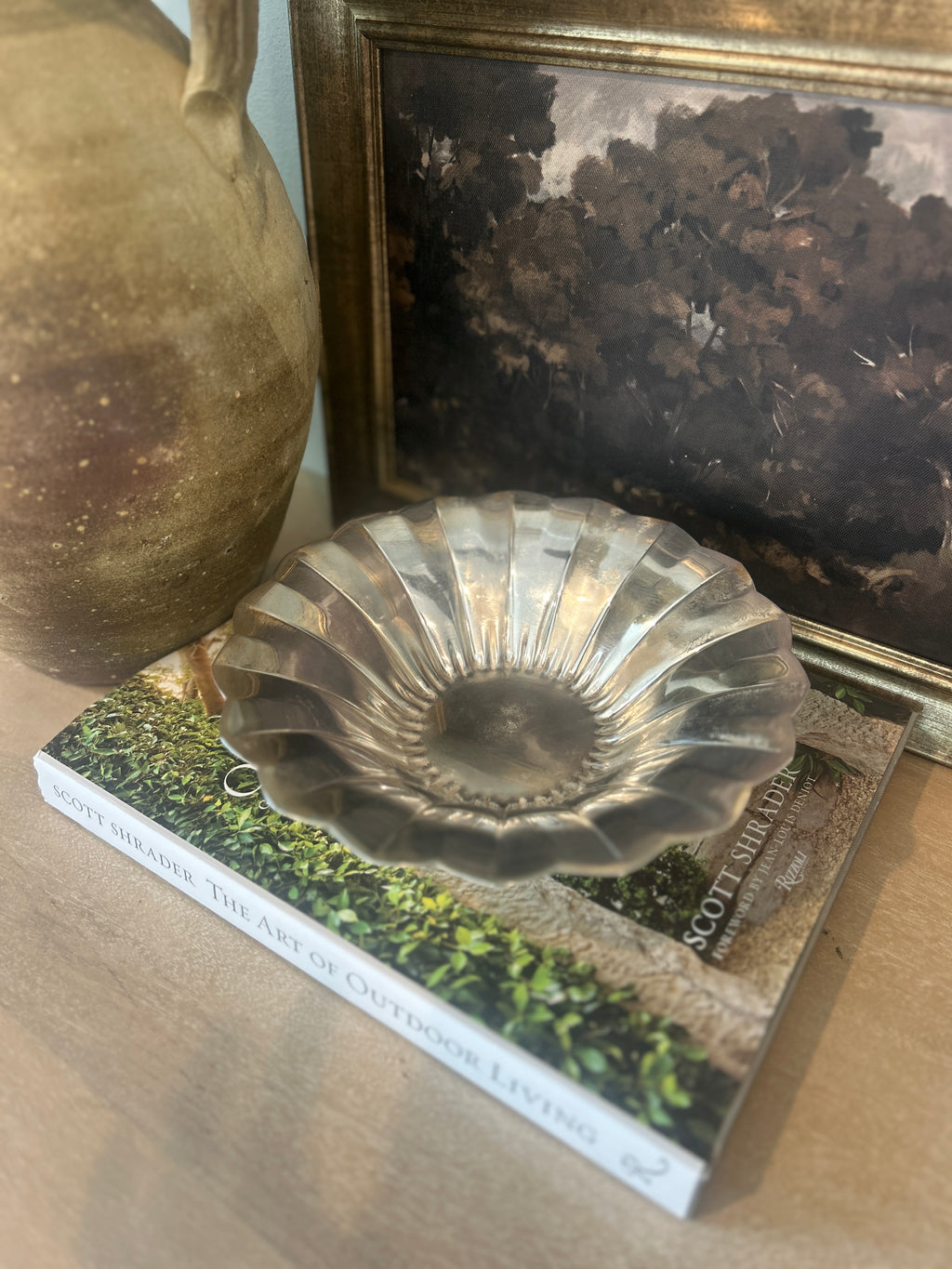 Vintage Footed Silverplate Scalloped Bowl