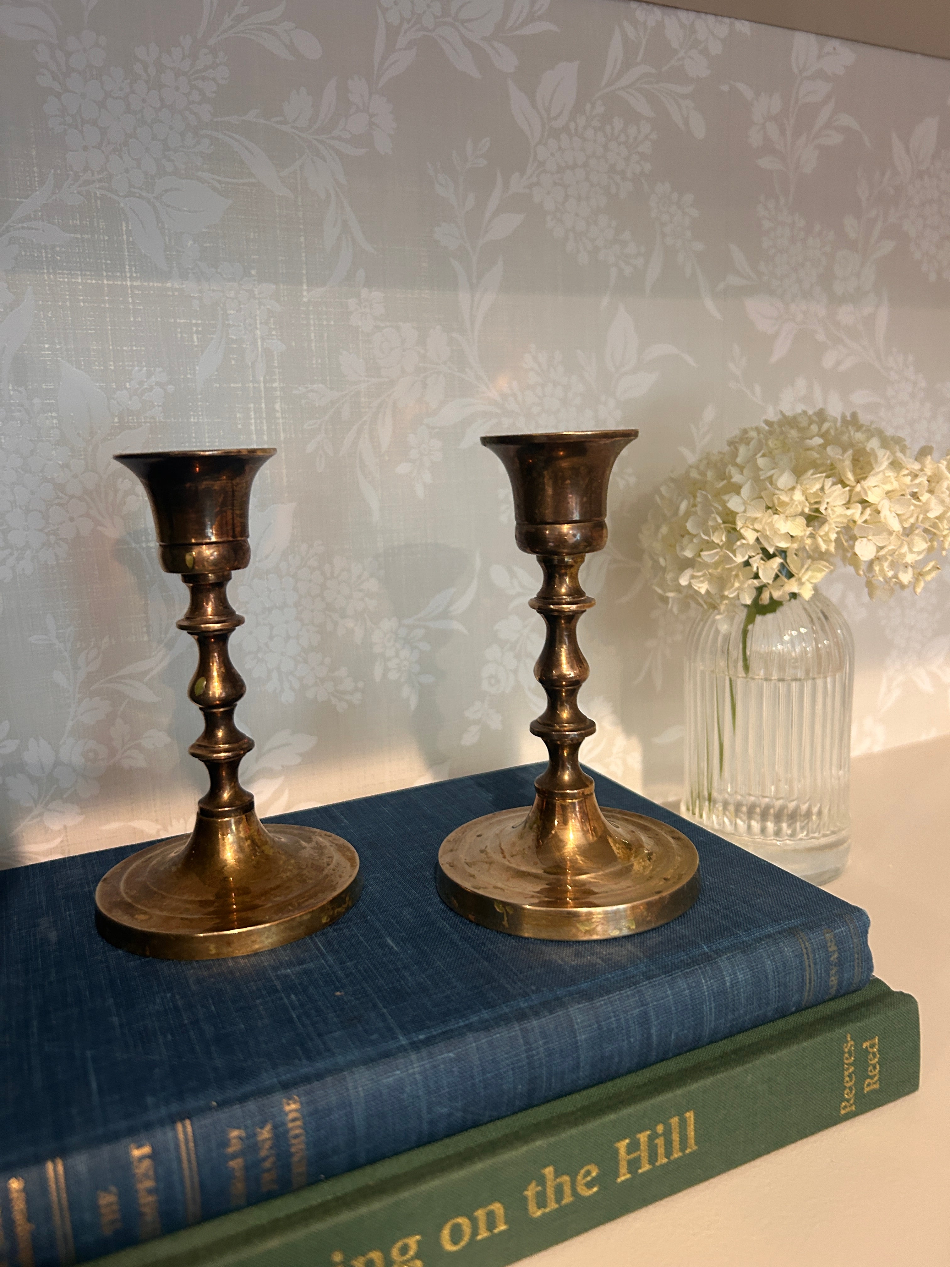 Vintage Brass Candlestick Holder Pair