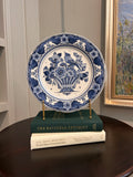 Vintage Hand-Painted Delft Blue Bird & Floral Wall Plate