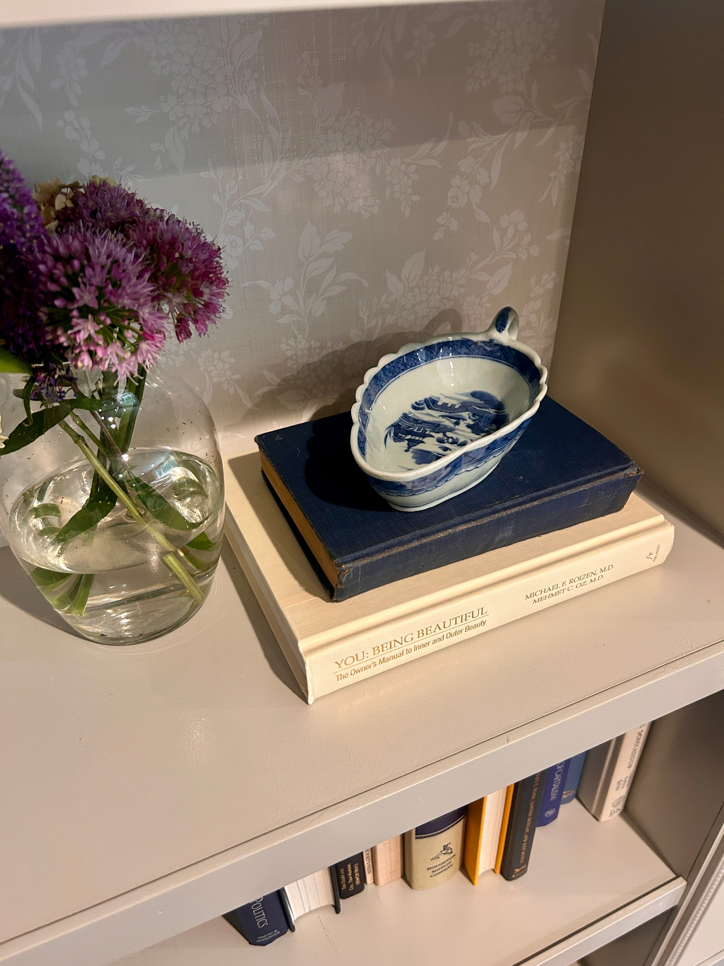 Antique Chinese Export Canton Blue & White Saucedish