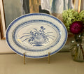Vintage Chinese Blue & White Chrysanthemum Rice Grain Platter