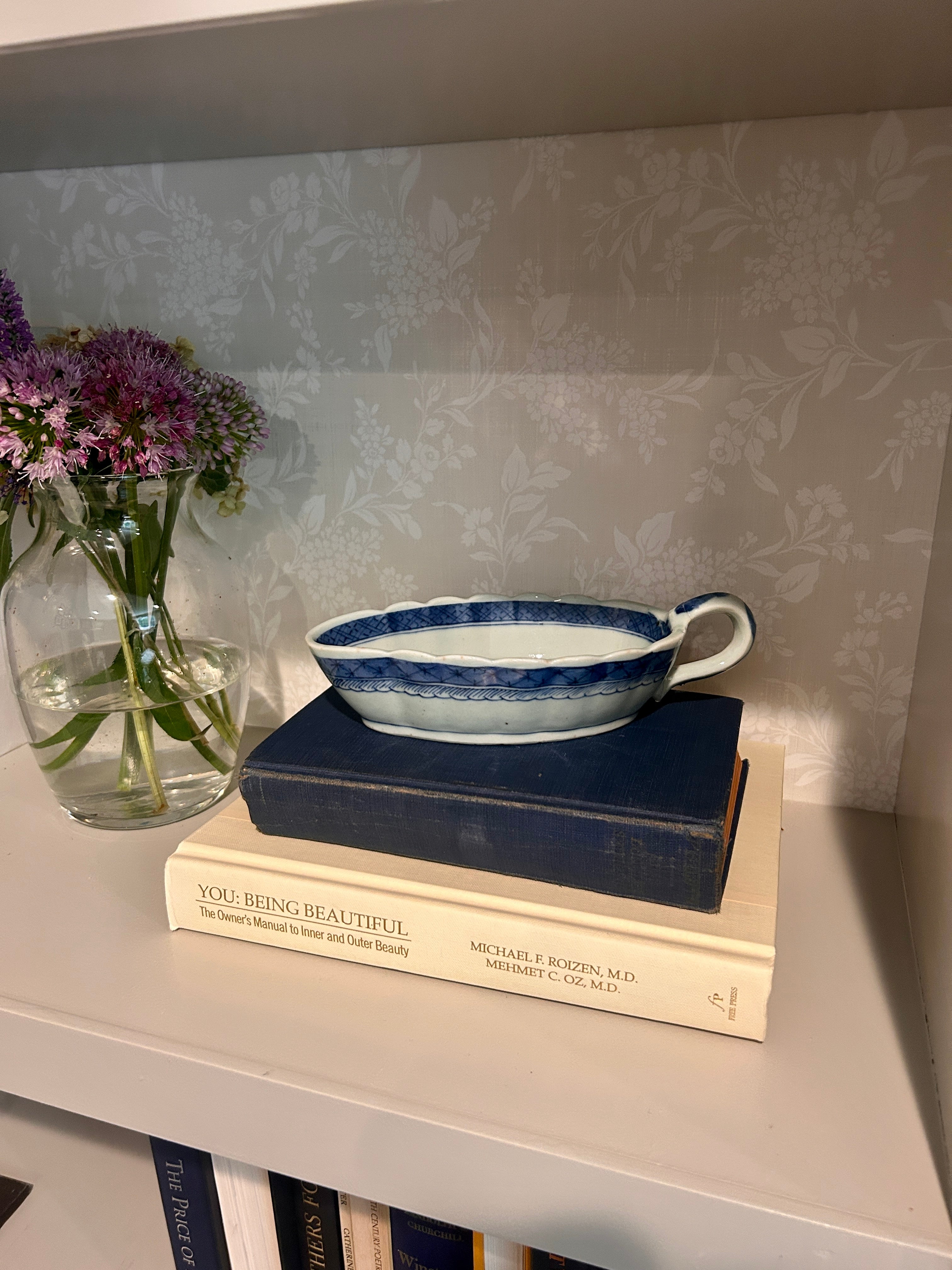 Antique Chinese Export Canton Blue & White Saucedish
