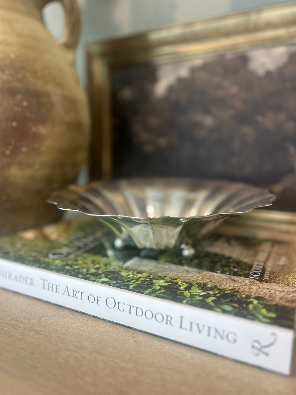 Vintage Footed Silverplate Scalloped Bowl