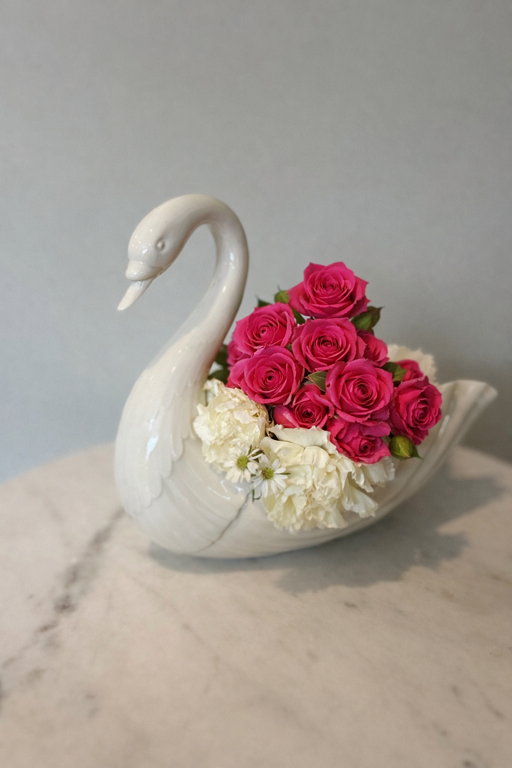 White Porcelain Swan Bowl