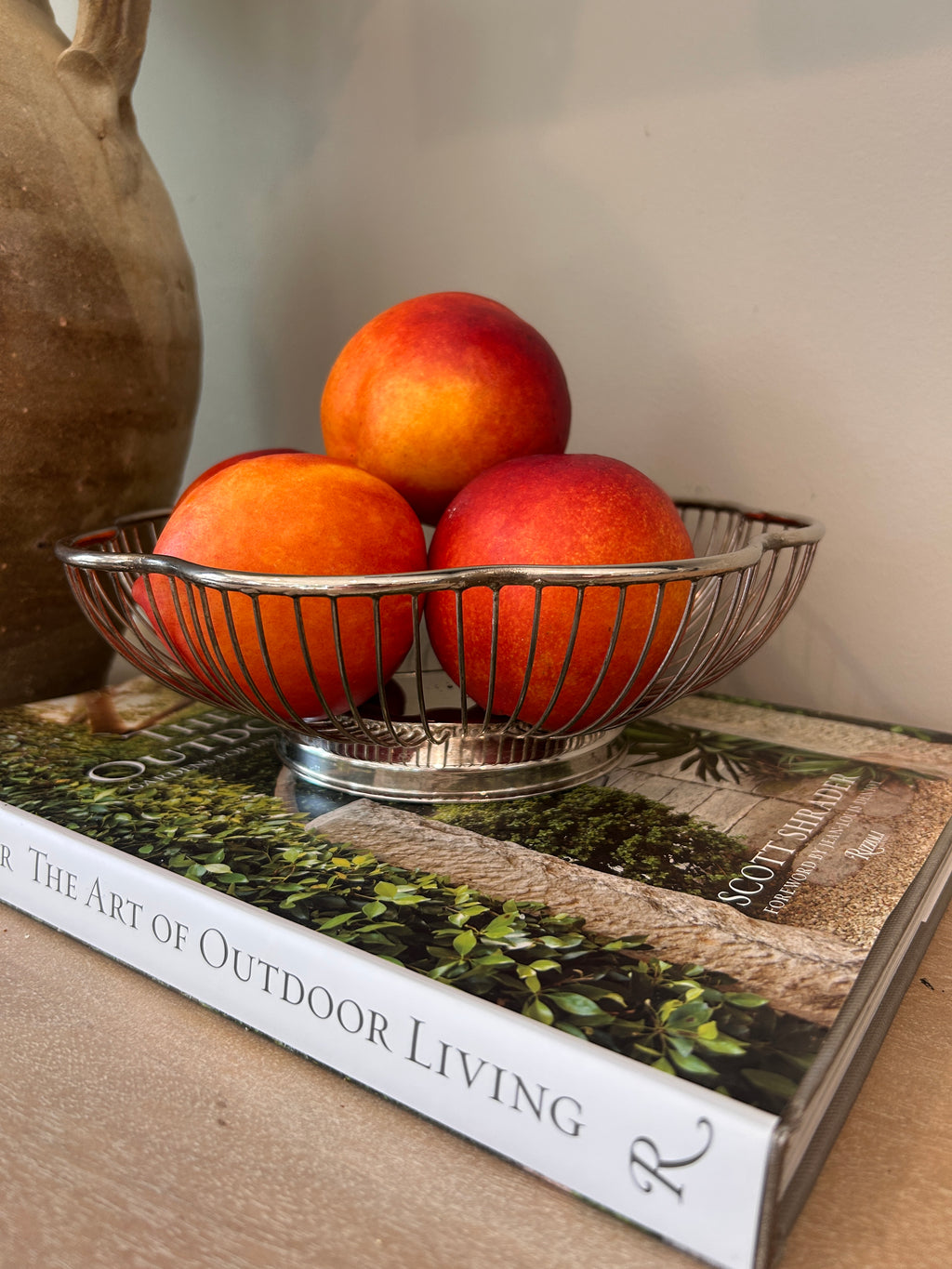 Vintage Silverplate Scalloped Wire Fruit Basket