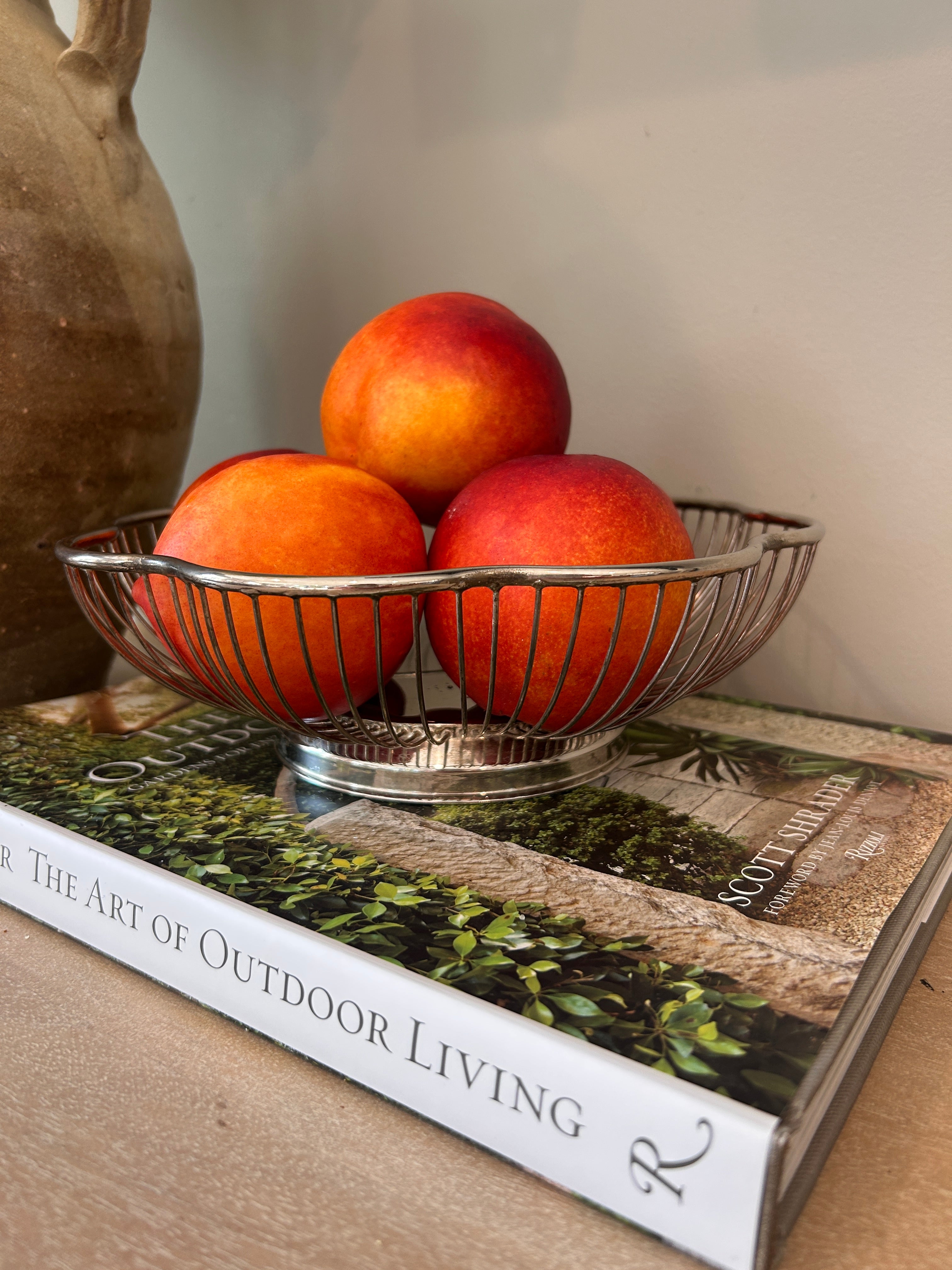 Vintage Silverplate Scalloped Wire Fruit Basket