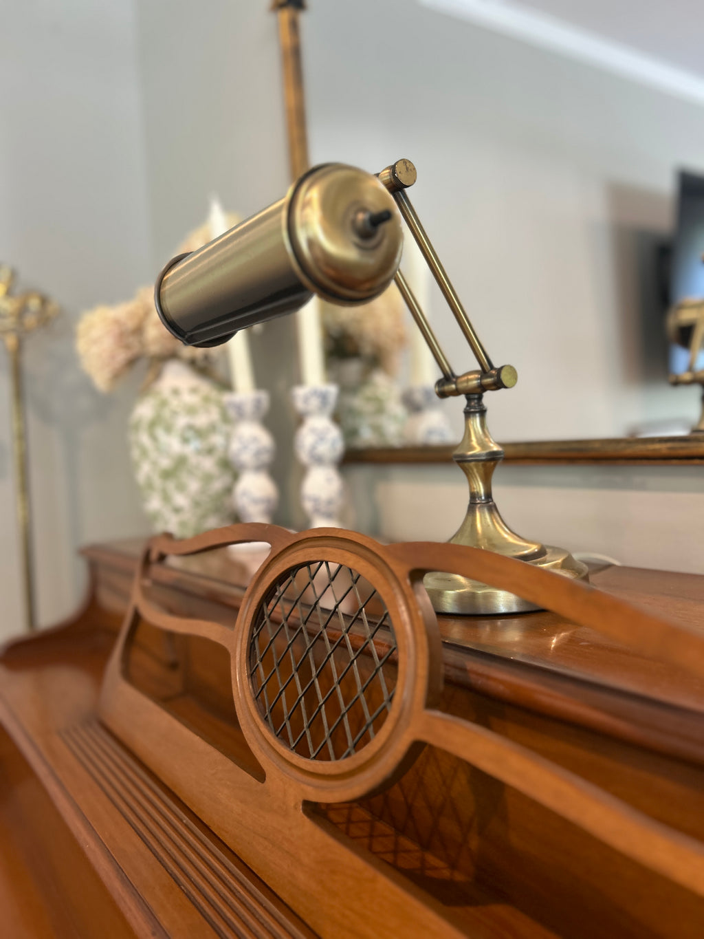 Vintage Brass Adjustable Piano Lamp