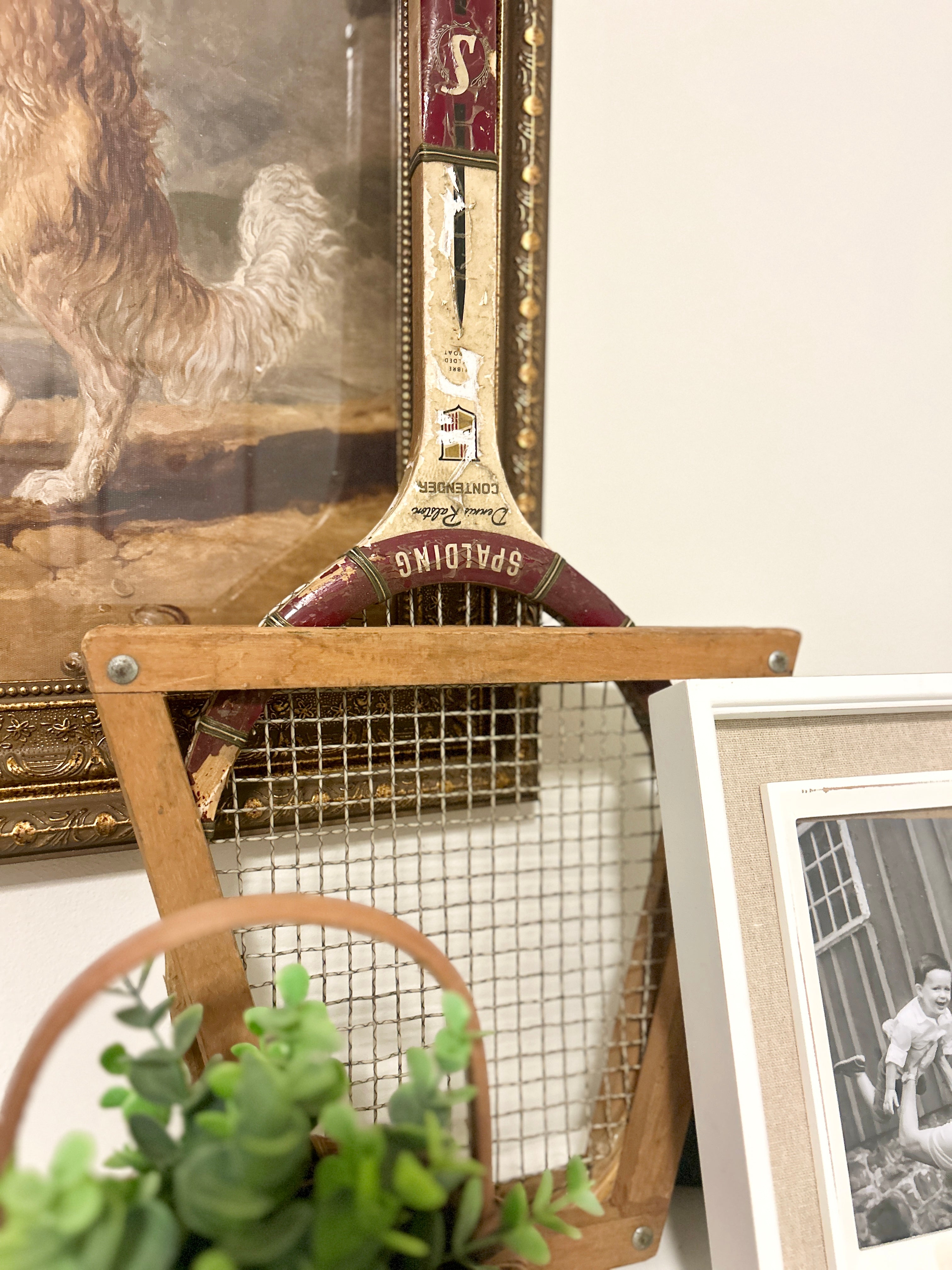 Vintage Spalding Dennis Ralston Contender Wooden Tennis Racket with Press