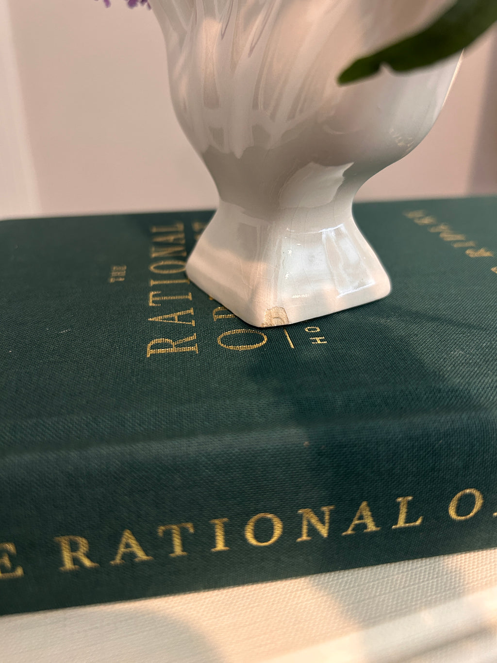 Vintage Petite White Five-Finger Bud Vase