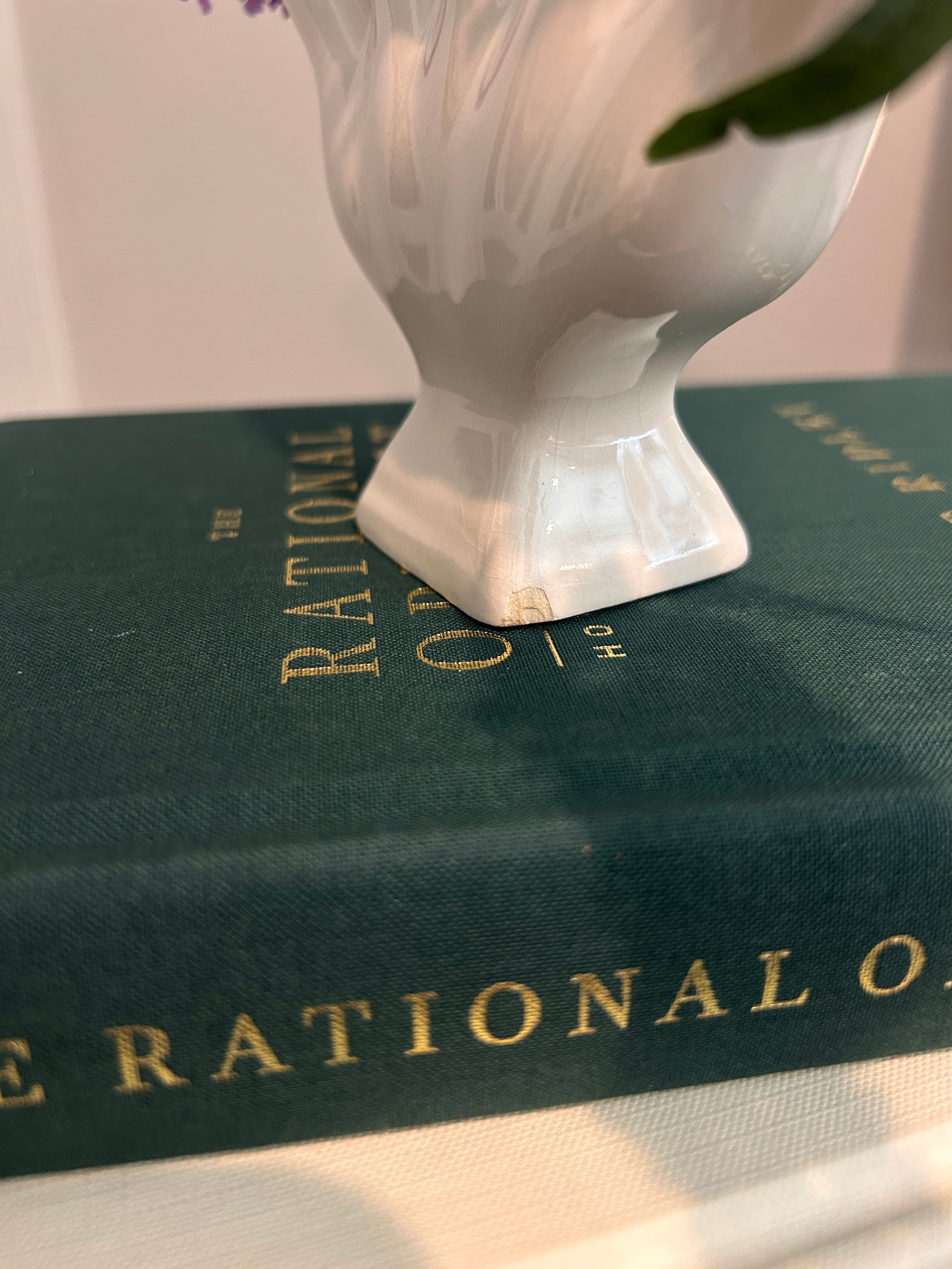 Vintage Petite White Five-Finger Bud Vase