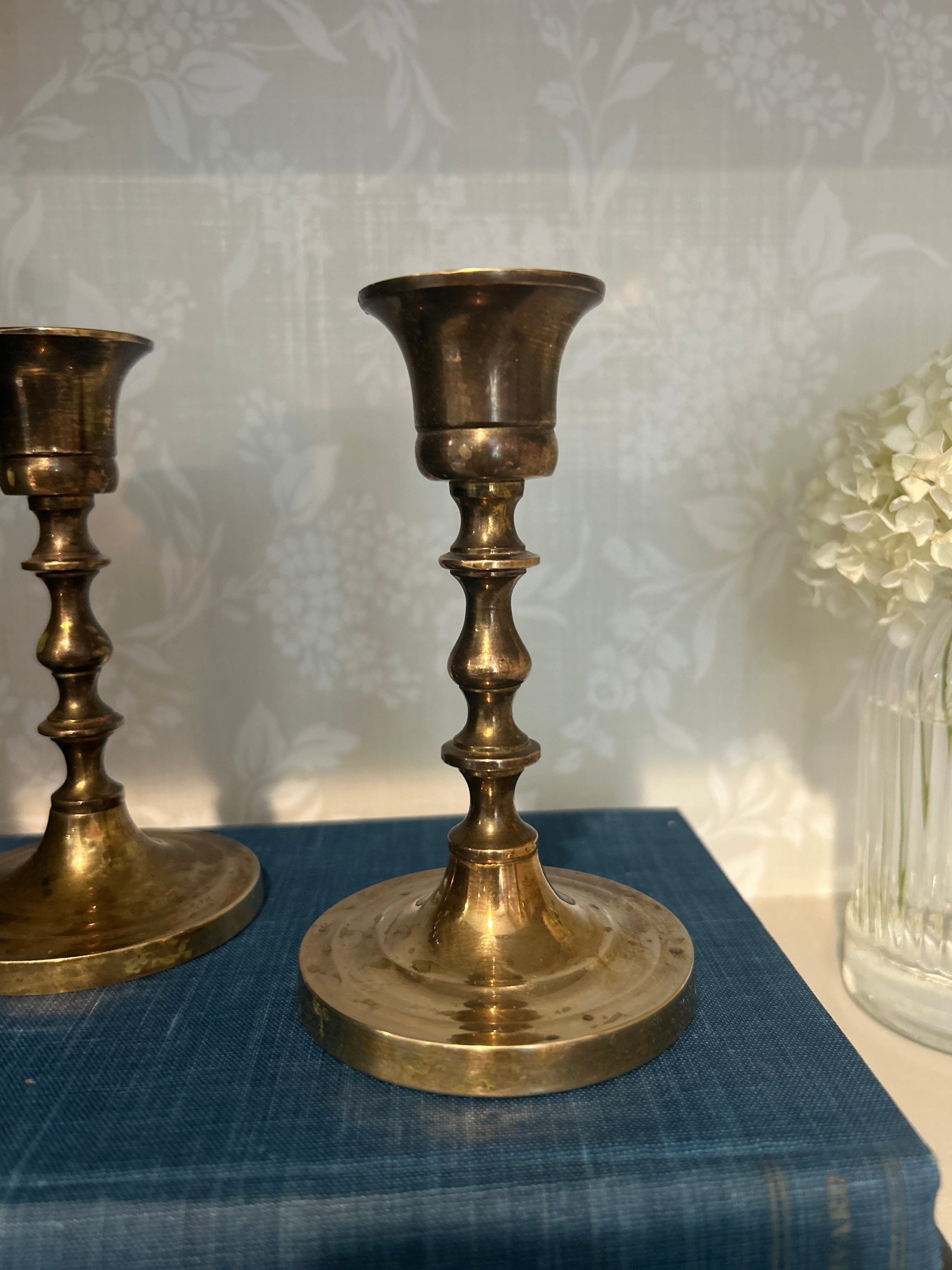 Vintage Brass Candlestick Holder Pair