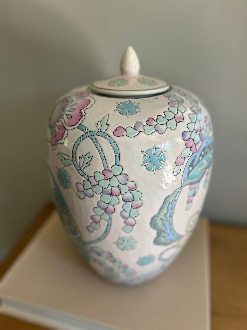 Vintage Pastel Floral Ginger Jar