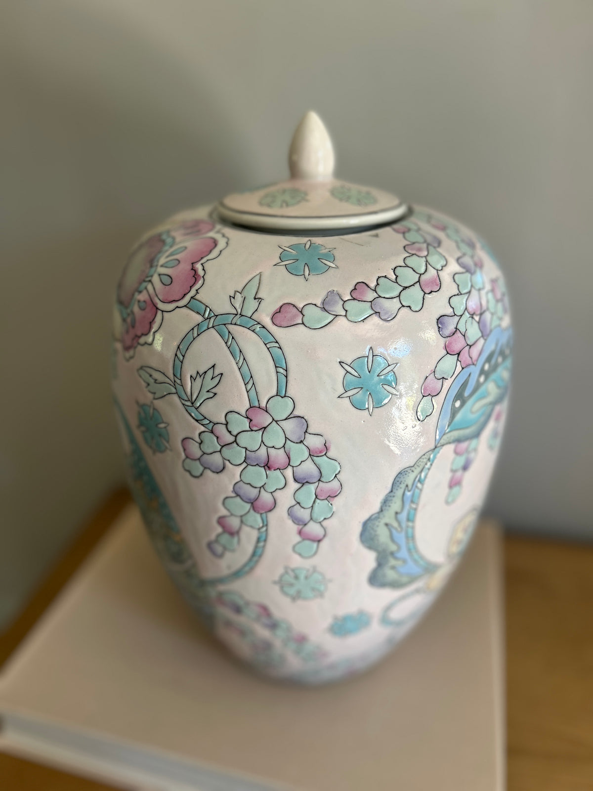 Vintage Pastel Floral Ginger Jar