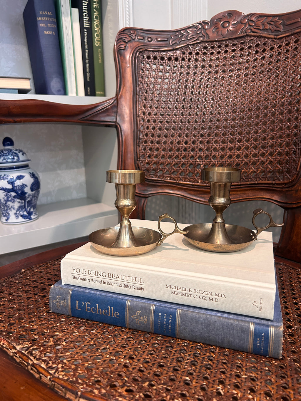 Vintage Solid Brass Chamberstick Candlestick Holders