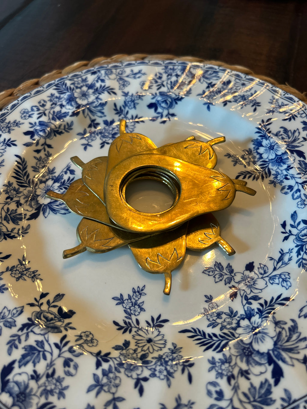 Vintage Brass Pear Napkin Rings- Set of 10