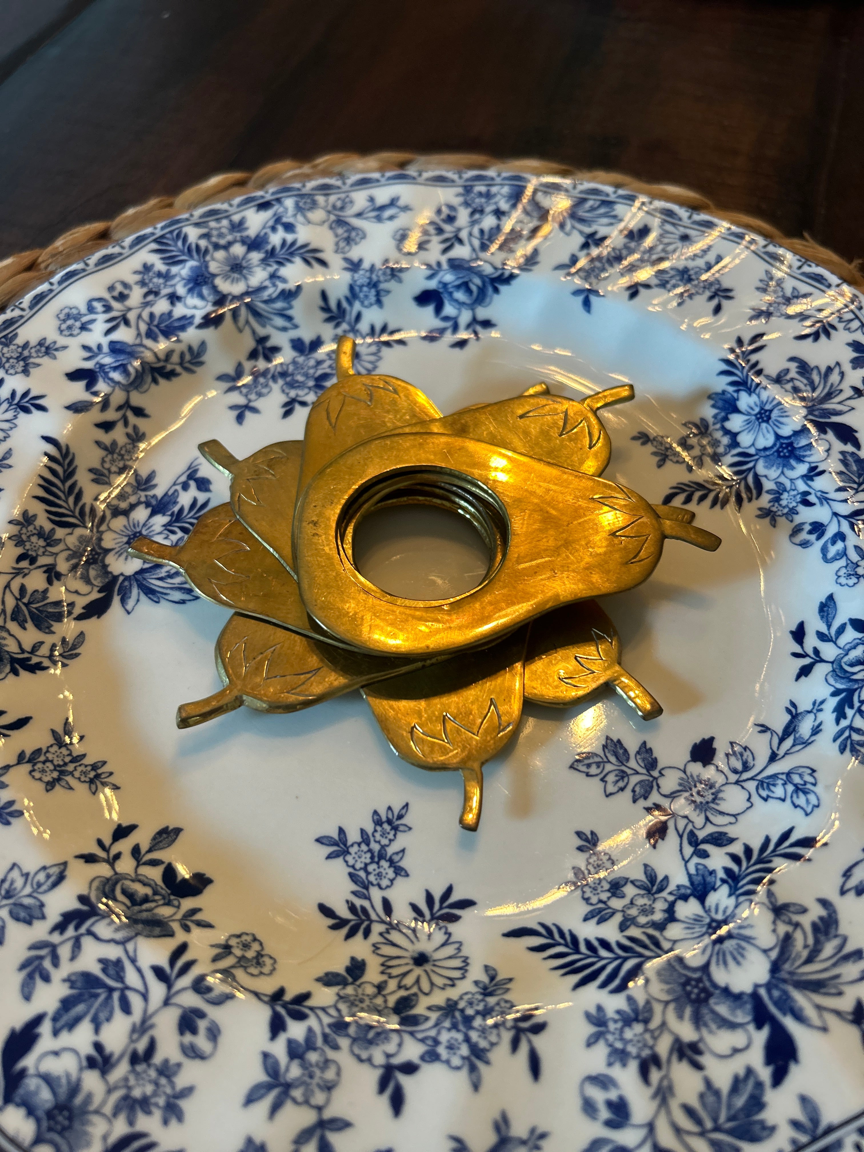Vintage Brass Pear Napkin Rings- Set of 10