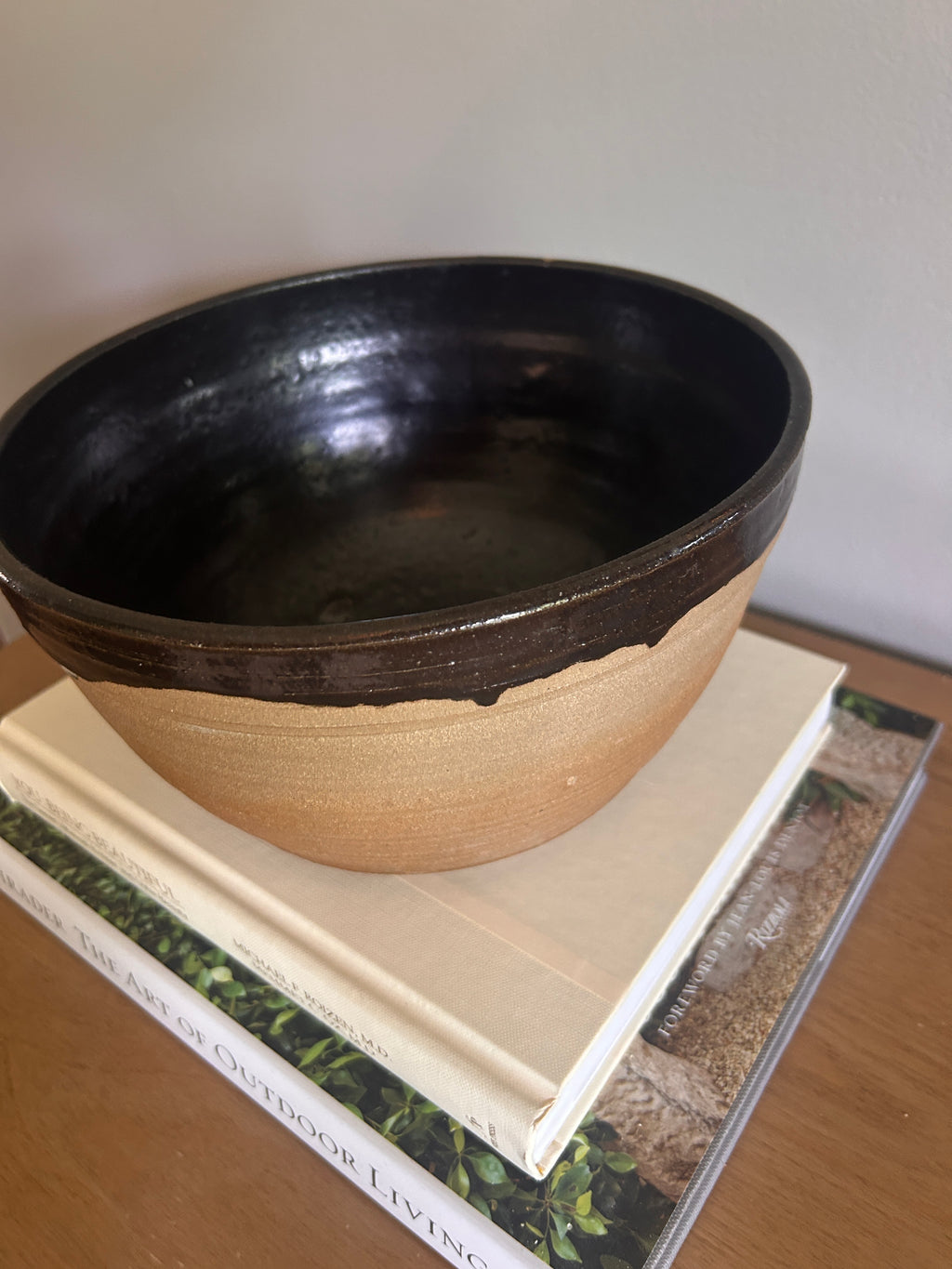 Vintage Signed Studio Pottery Drip Glaze Stoneware Bowl