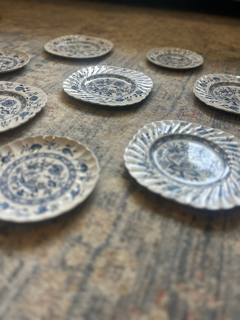 Vintage Wood & Sons Blue Fjord Plate Wall- Set of 8