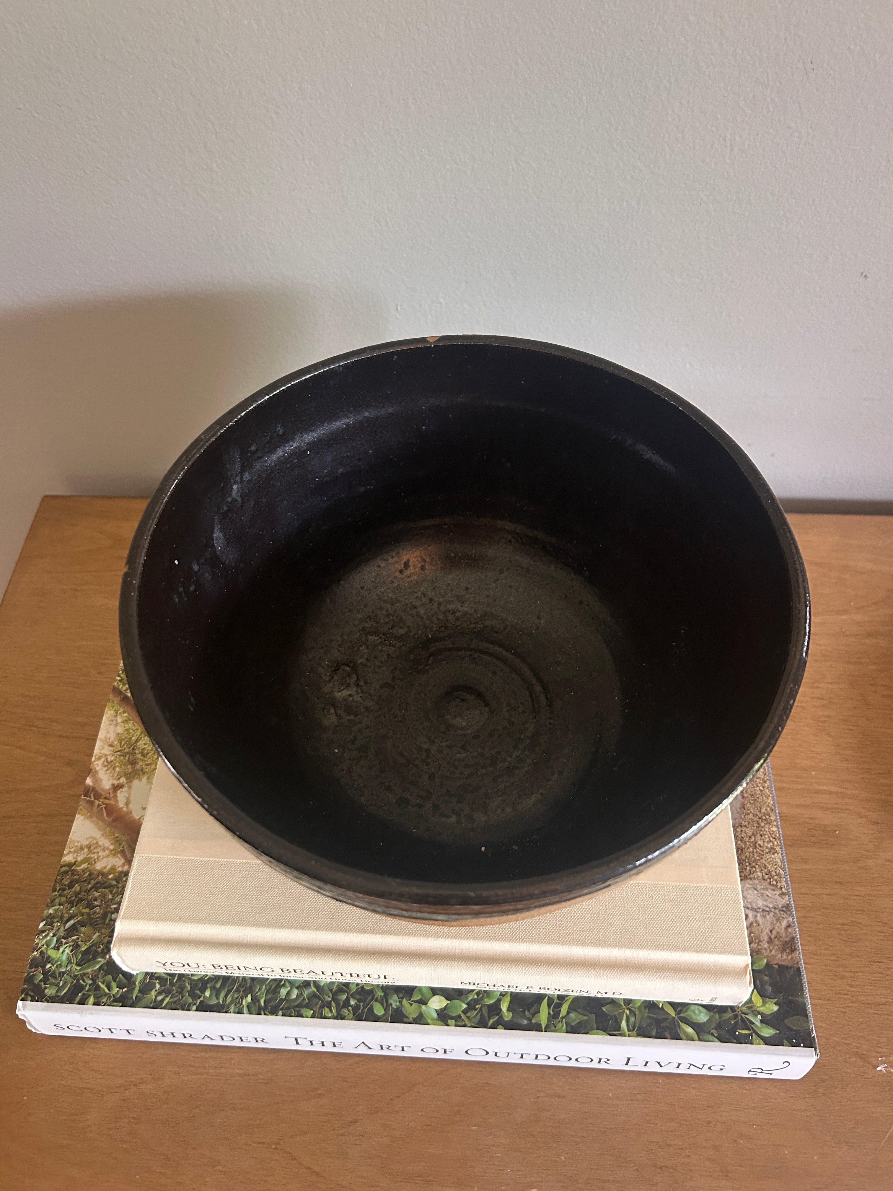 Vintage Signed Studio Pottery Drip Glaze Stoneware Bowl