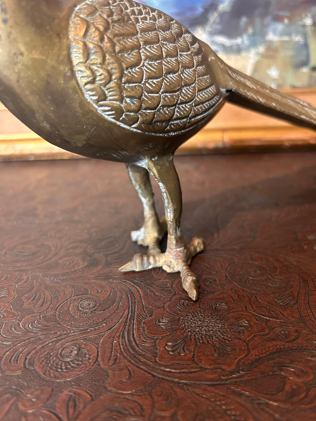 Vintage Large Brass Peacock Figure