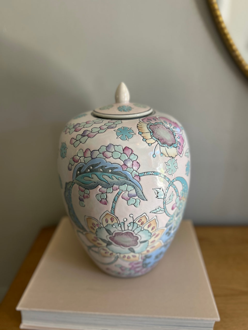 Vintage Pastel Floral Ginger Jar