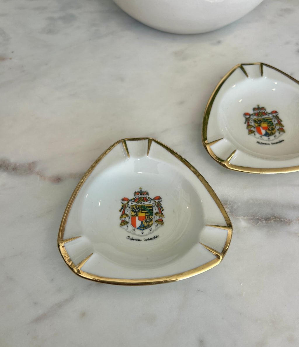 Vintage Rheintal Suisse Liechtenstein Porcelain Ashtray Catchall – Set of 2