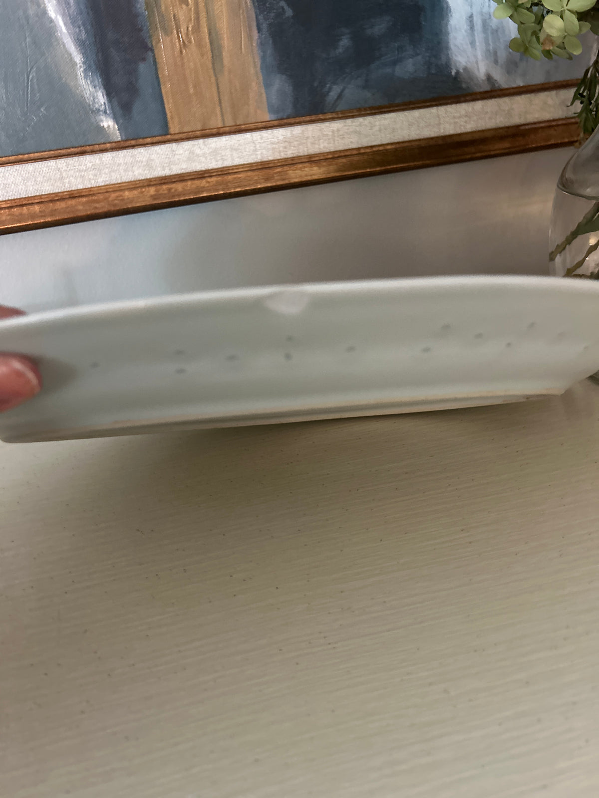 Vintage Chinese Blue & White Chrysanthemum Rice Grain Platter