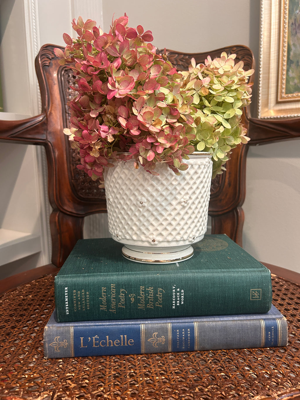Vintage Relpo White Lattice Cachepot