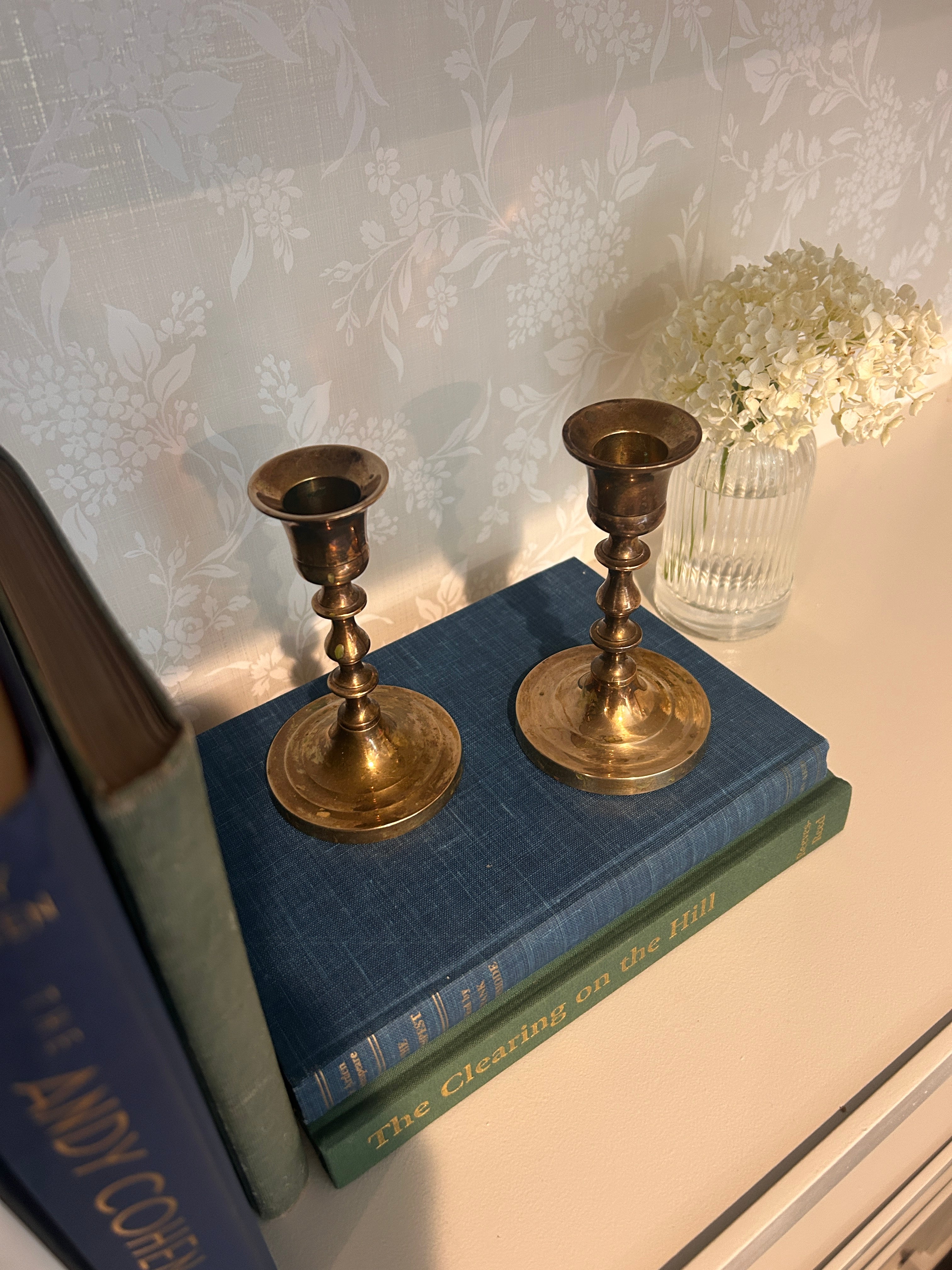 Vintage Brass Candlestick Holder Pair
