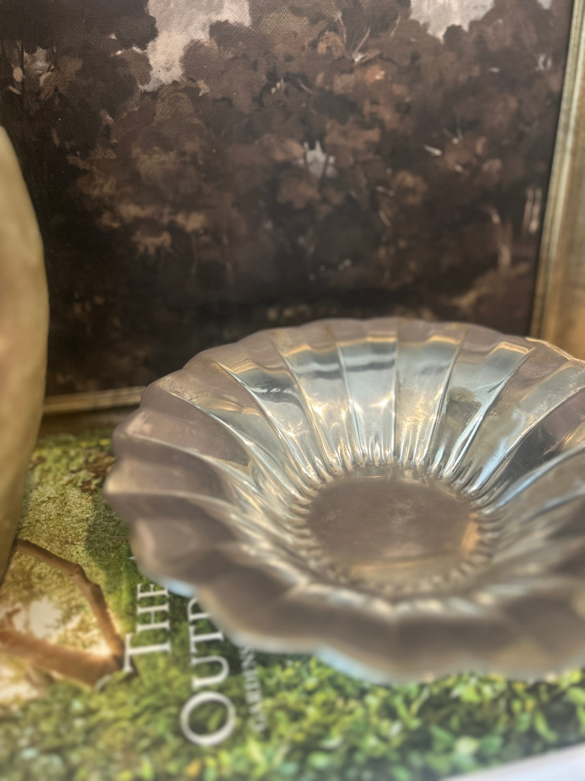 Vintage Footed Silverplate Scalloped Bowl