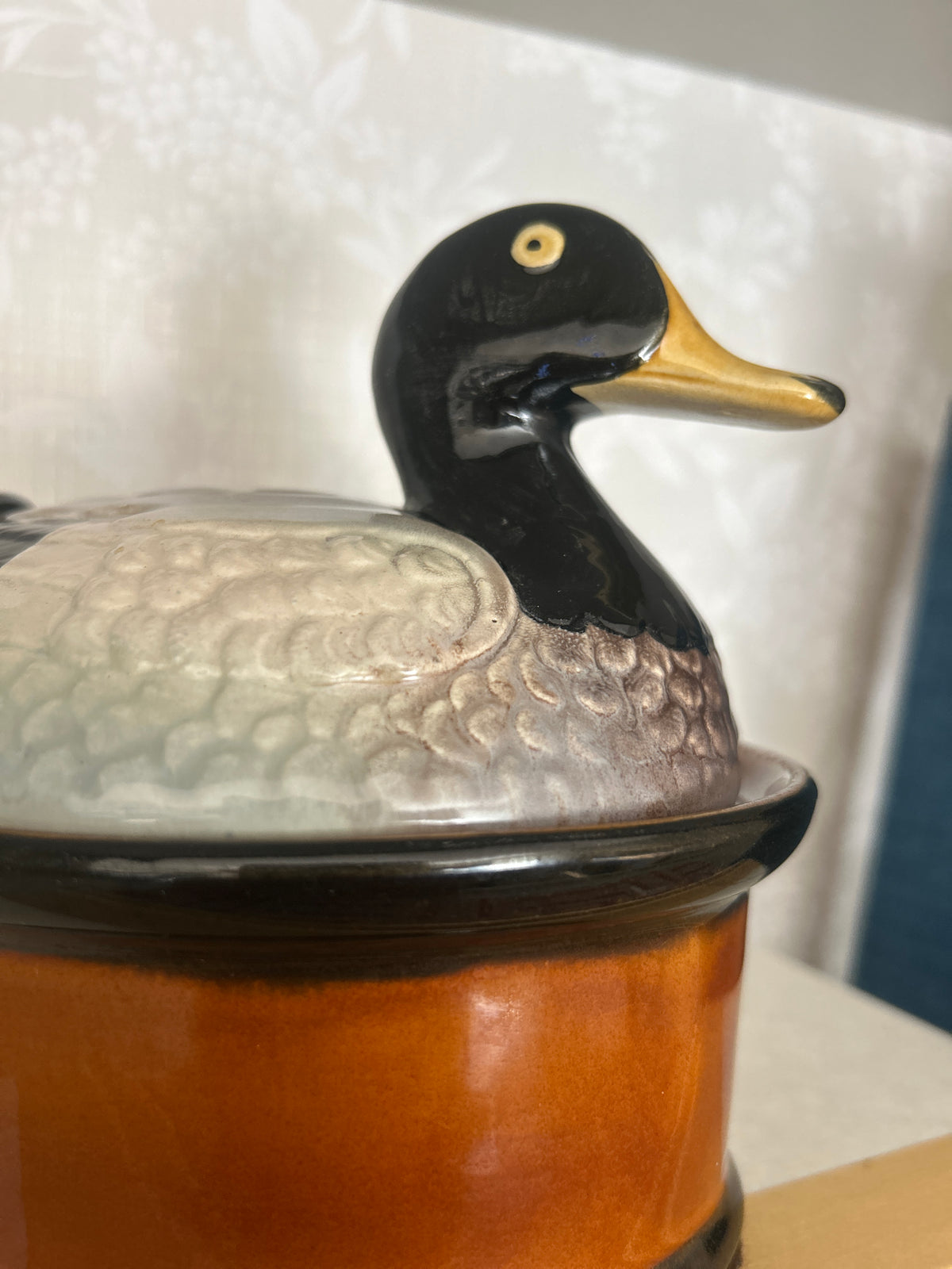 Vintage Portugal Mallard Duck Lidded Dish