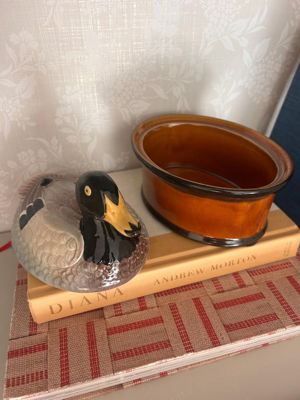 Vintage Portugal Mallard Duck Lidded Dish
