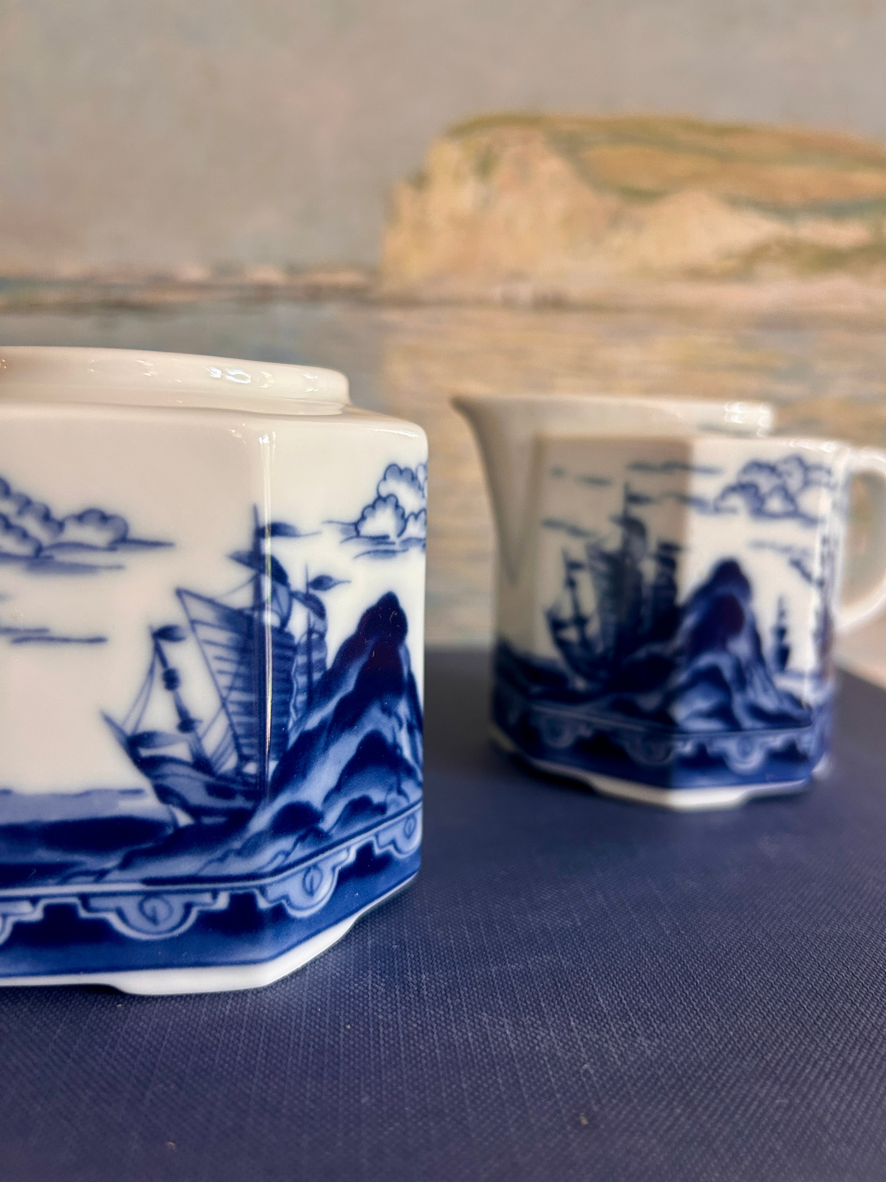 Vintage Andrea by Sadek Nautical Sugar and Creamer Set