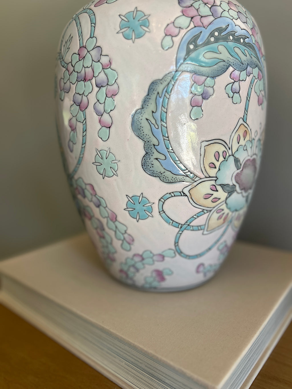 Vintage Pastel Floral Ginger Jar