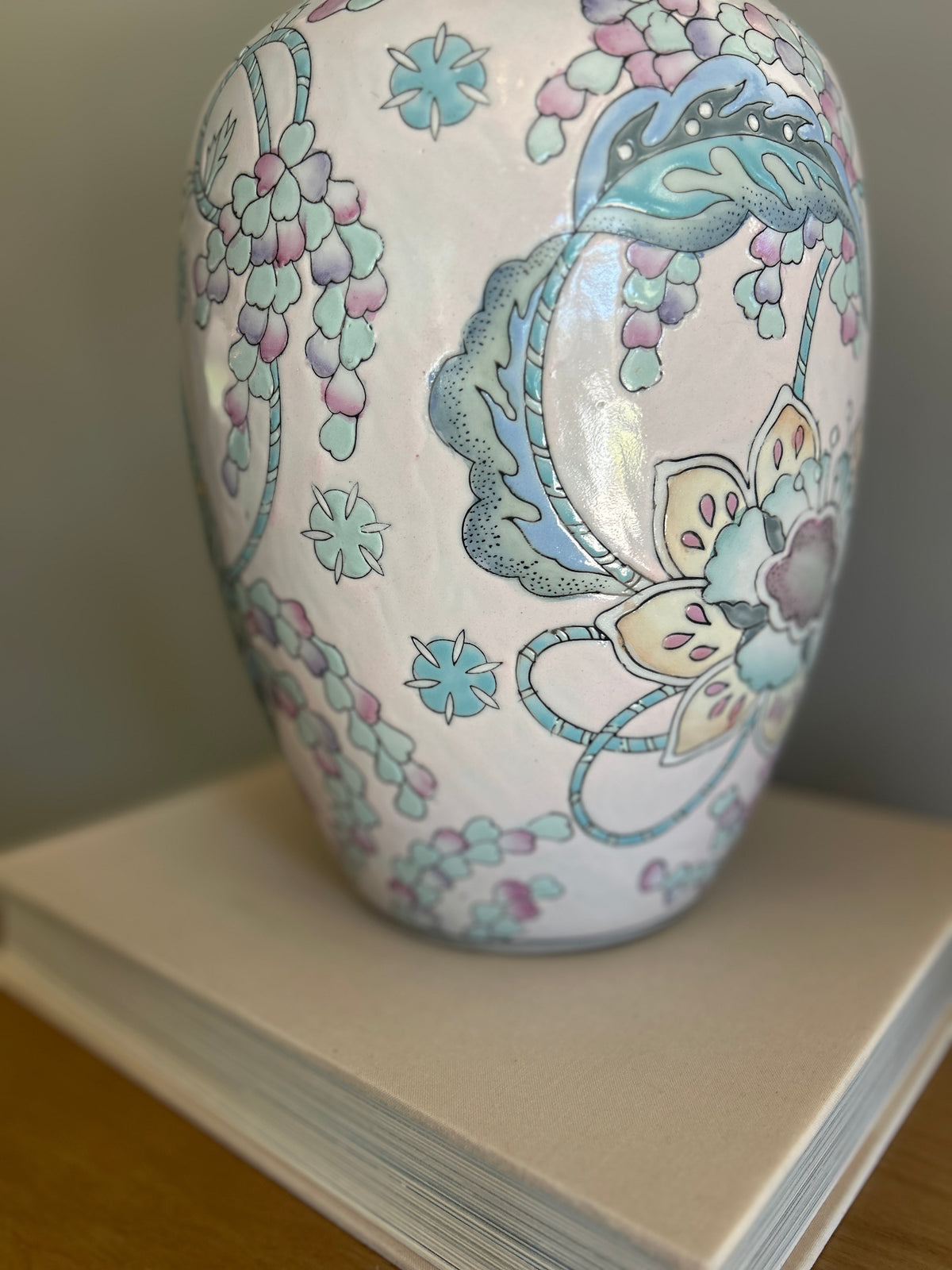 Vintage Pastel Floral Ginger Jar