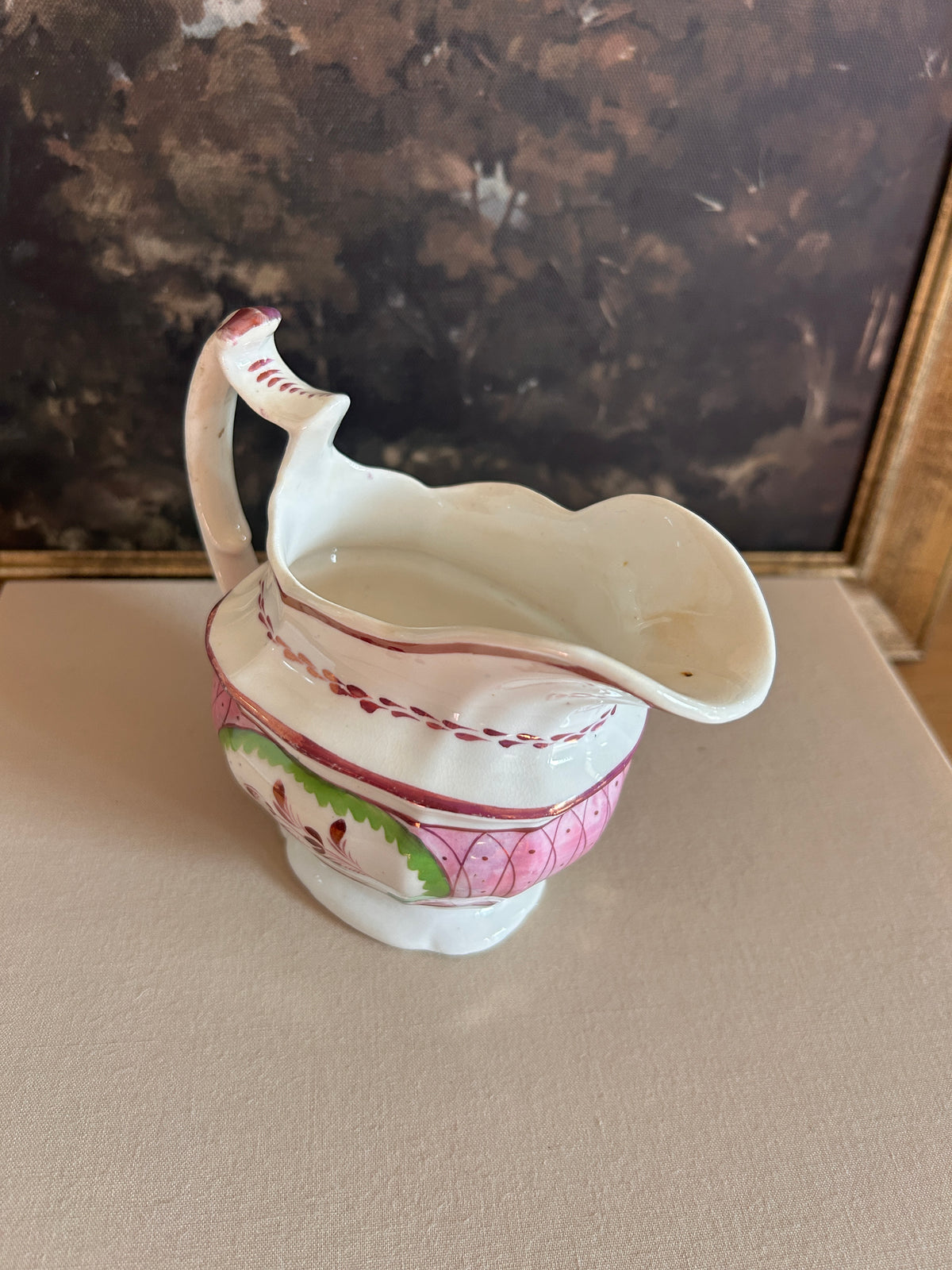 Antique Pink Lusterware Creamer Pitcher