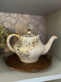 Vintage Arthur Wood England Cream & Gold Leaf Teapot