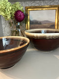 Vintage Brown Drip Glaze Nesting Mixing Bowls – Set of 2
