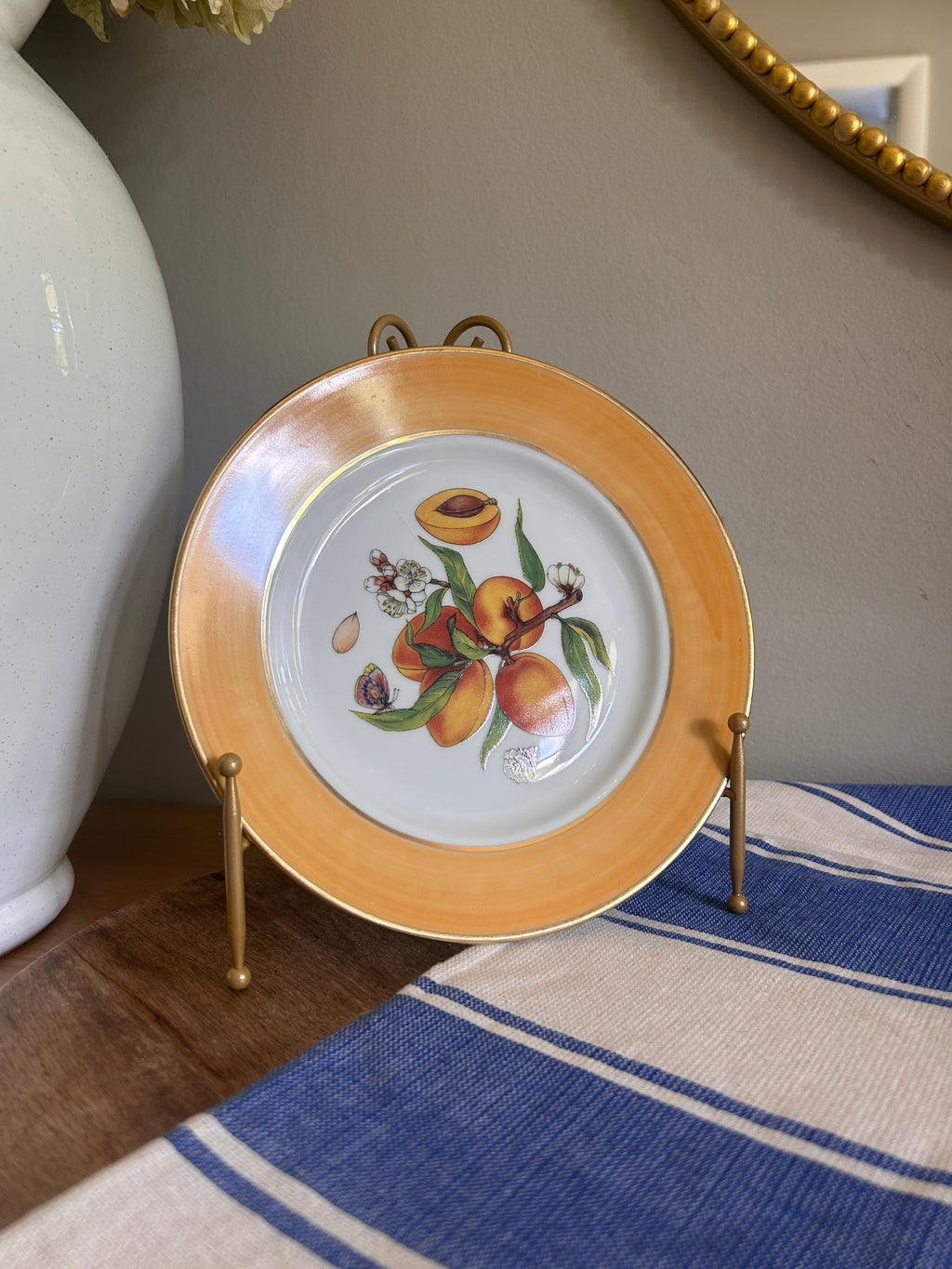 Vintage St. Limoges French Apricot Fruit Plates- Set of 2