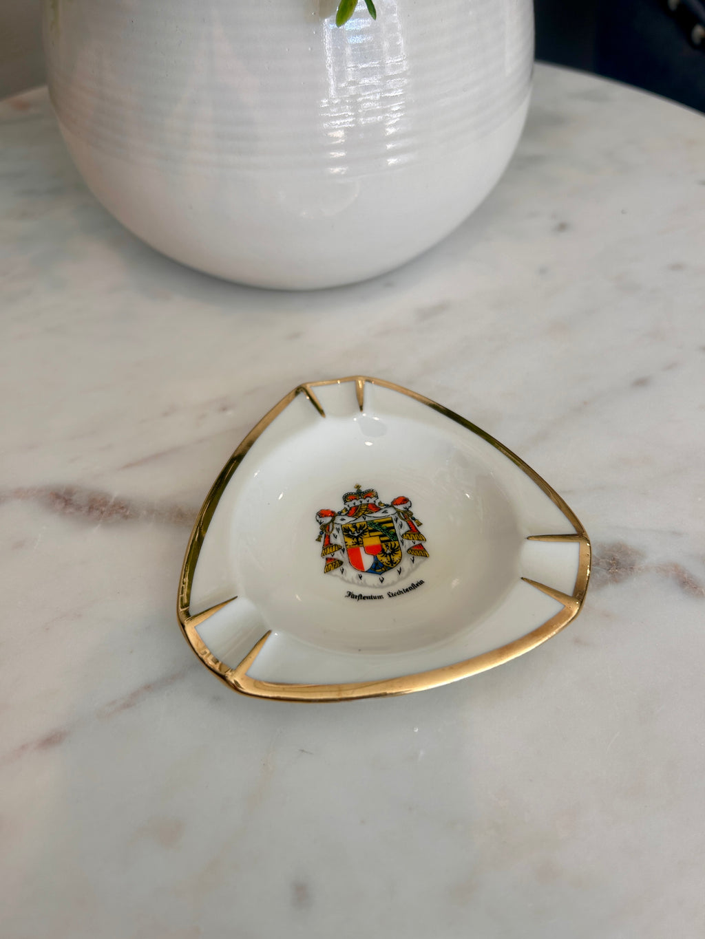 Vintage Rheintal Suisse Liechtenstein Porcelain Ashtray Catchall – Set of 2