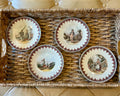 Antique French Sarreguemines Talking Plates – Set of 4 Regional Scenes