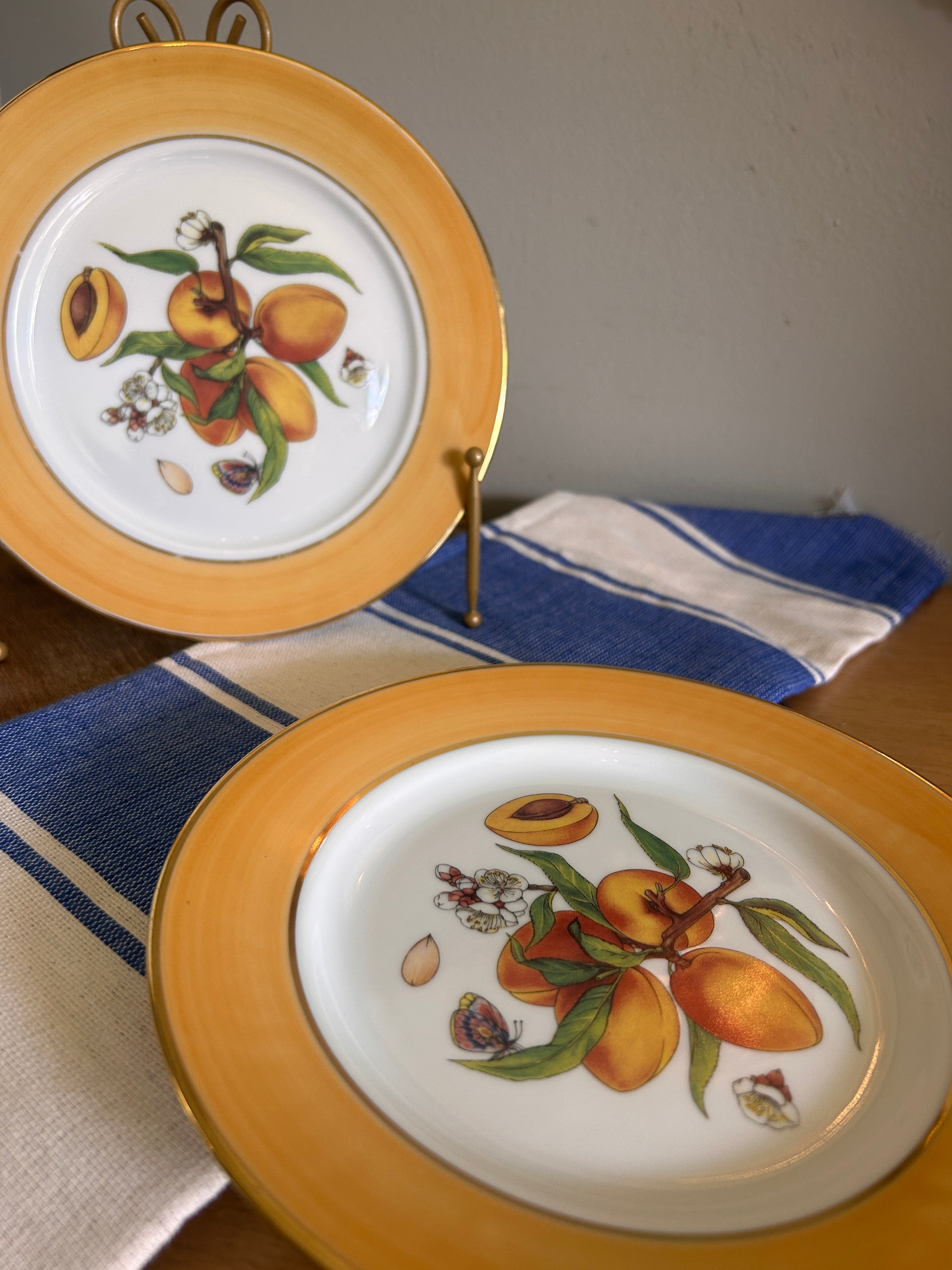 Vintage St. Limoges French Apricot Fruit Plates- Set of 2