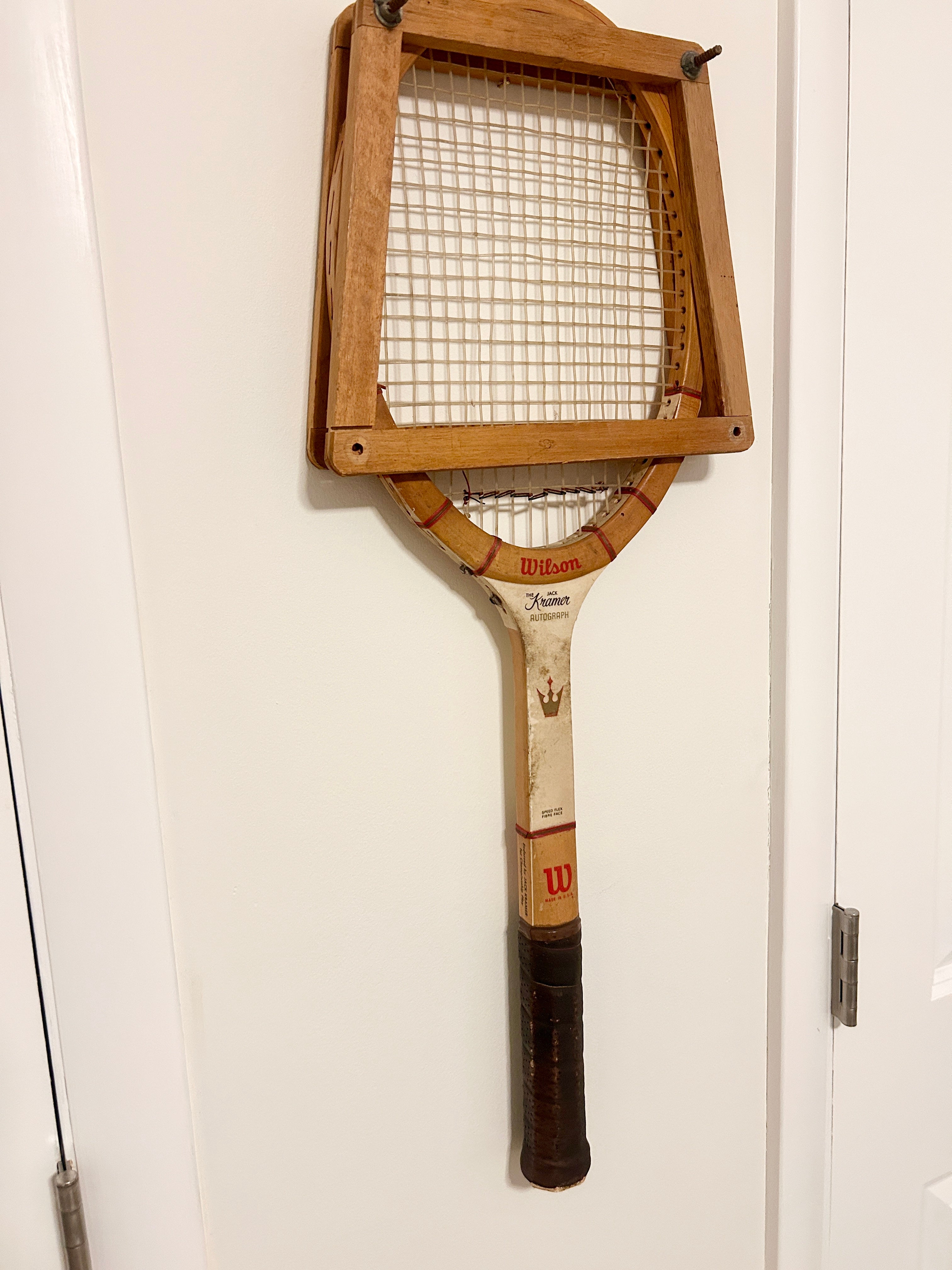 Vintage Wilson Jack Kramer Autograph Wooden Tennis Racket with Press