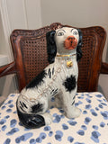 Vintage Staffordshire-Style Black & White Spaniel Dog
