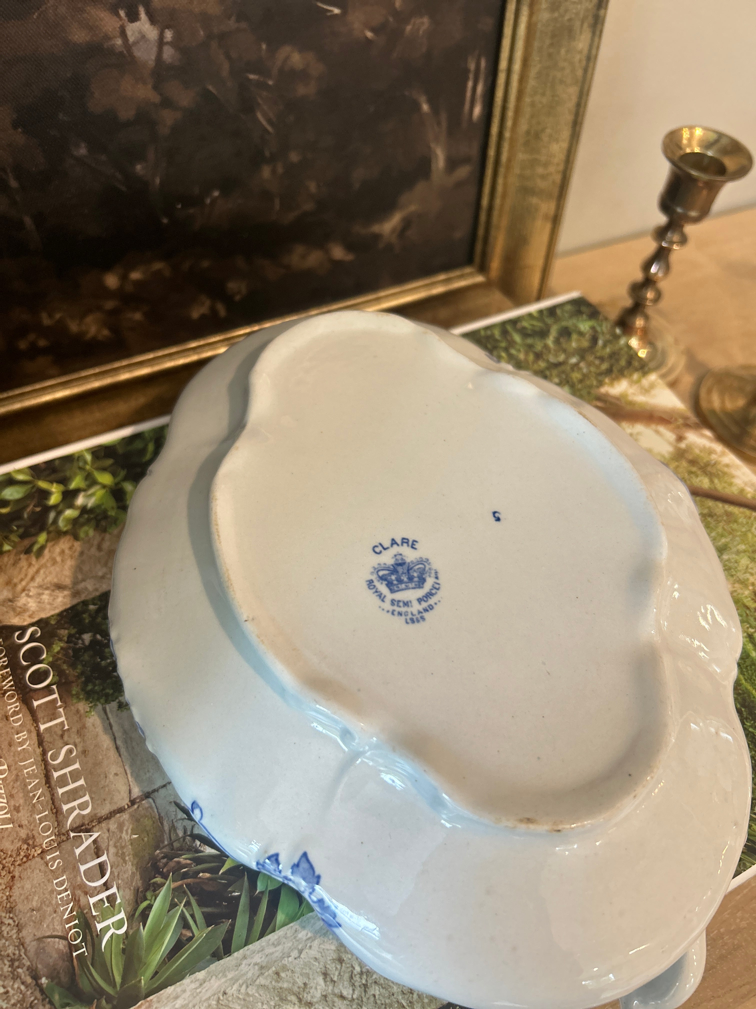 Antique English Royal Clare Semi-Porcelain Covered Dish