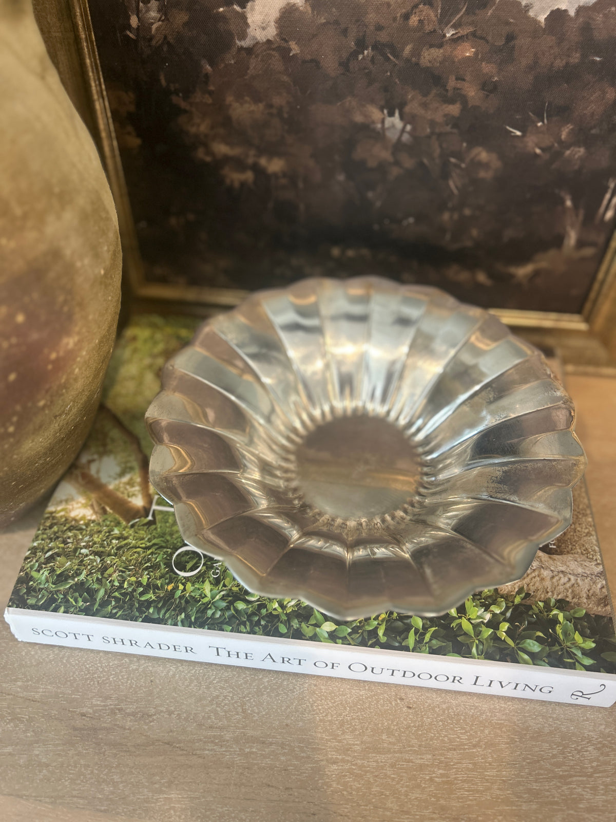 Vintage Footed Silverplate Scalloped Bowl