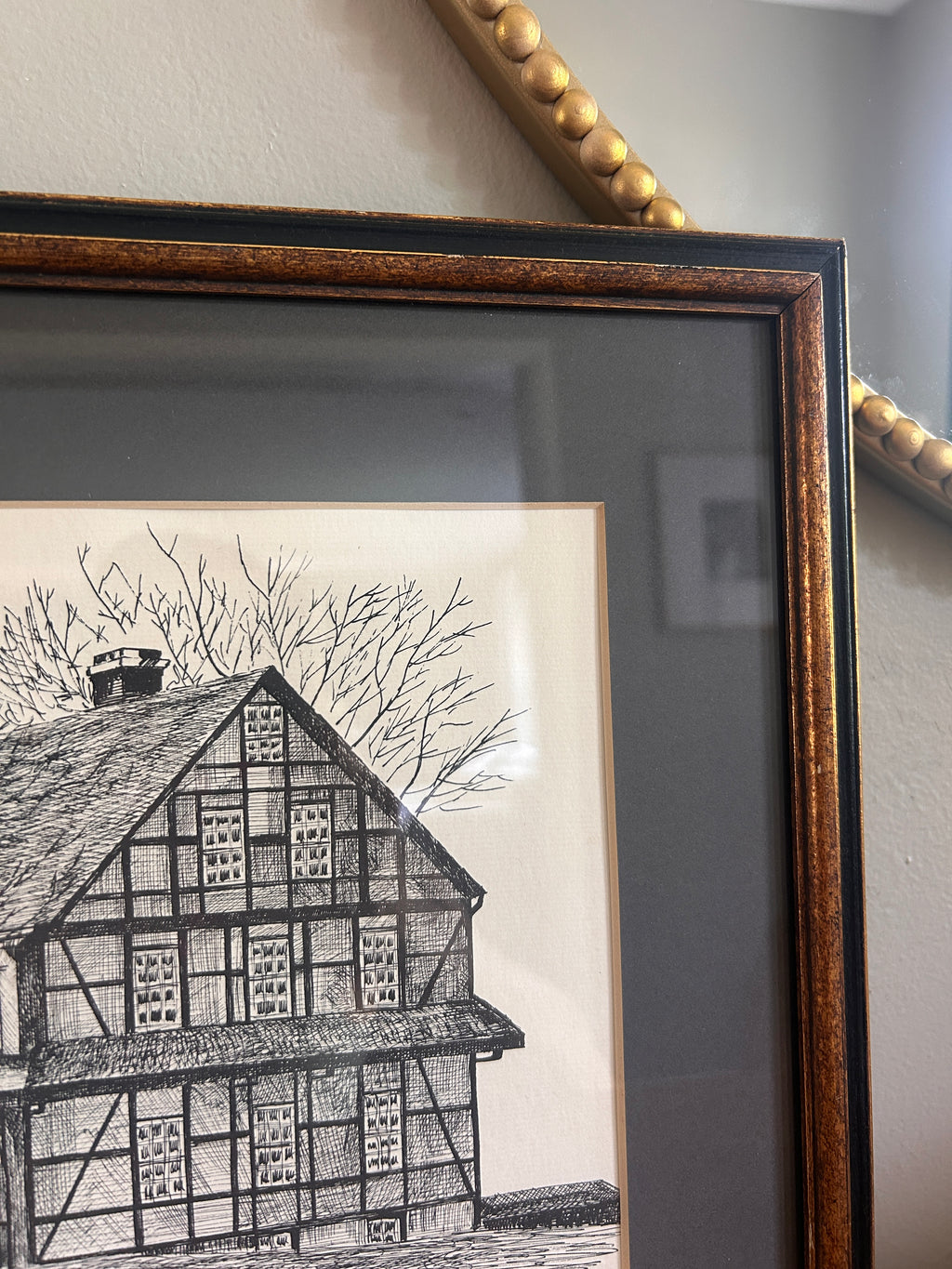 Vintage 1973 Pen-and-Ink Architectural Drawing- Old Salem
