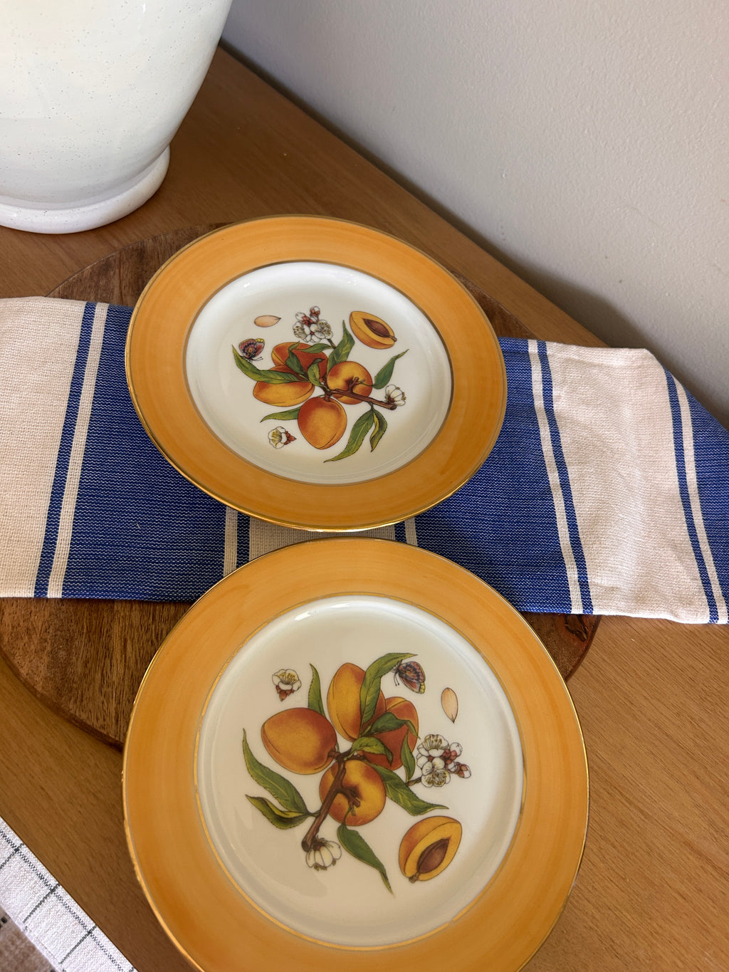 Vintage St. Limoges French Apricot Fruit Plates- Set of 2