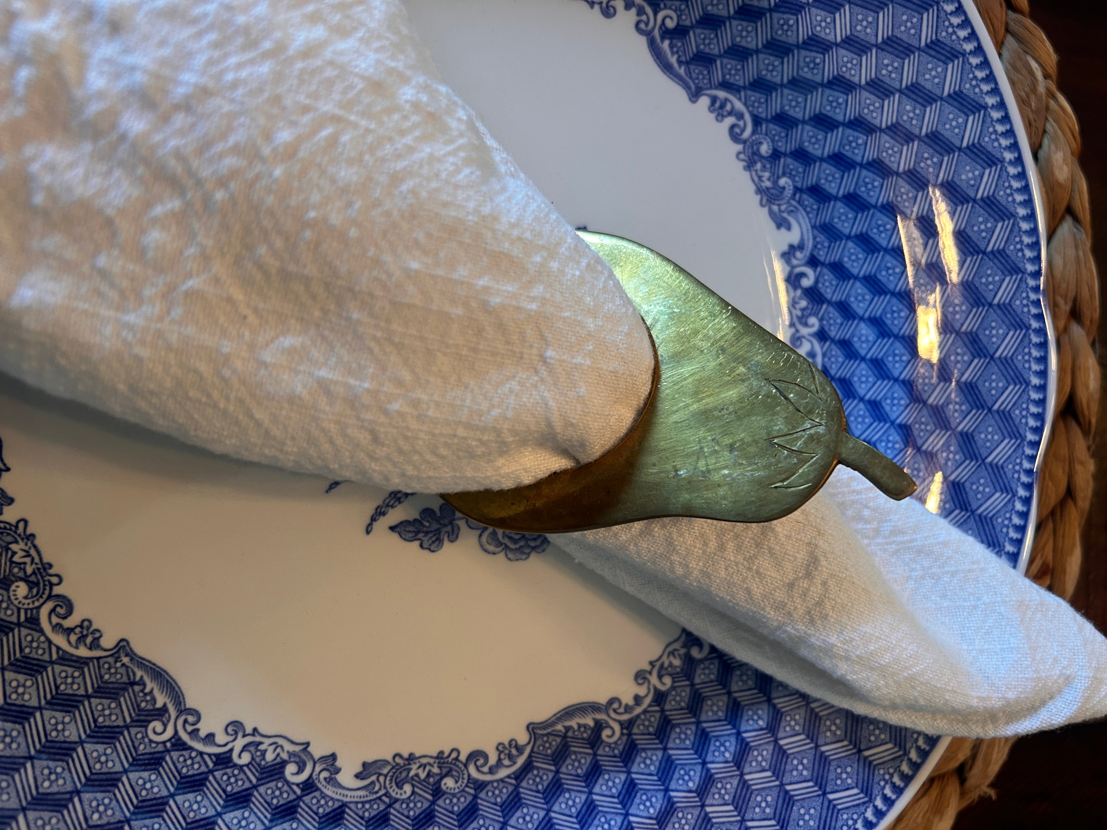 Vintage Brass Pear Napkin Rings- Set of 10