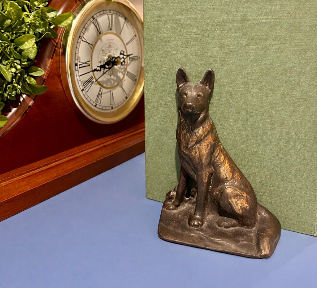Vintage Cast Metal German Sheppard Bookends- Set of 2